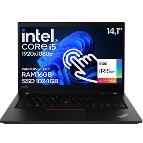 Dotykowy Laptop Lenovo ThinkPad T14 GEN2 i5 11GEN 16GB 1TB SSD Win11 A- Dotykowy Laptop Lenovo ThinkPad T14 GEN2 i5 11GEN 16GB 1TB SSD Win11 A-