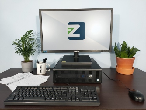 Zestaw PC dom nauka biuro HP 800 G2 i5-6GEN 8GB 240SSD Win 10 Kl B + Monitor Samsung S24C450 Kl B